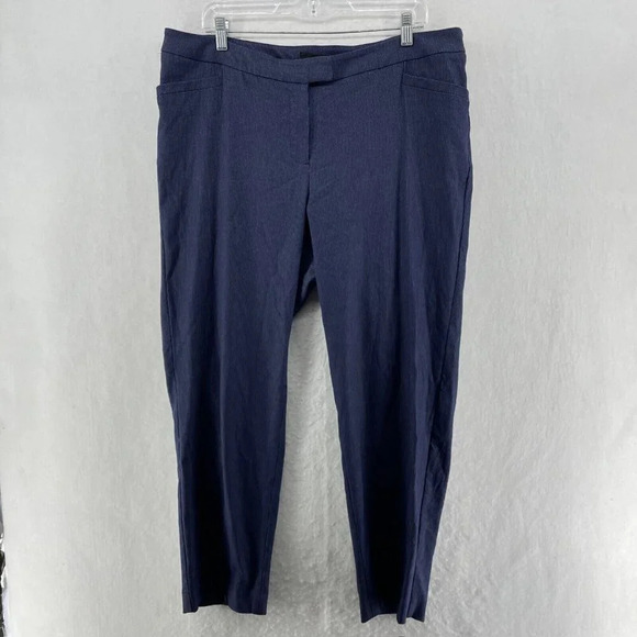 Lane Bryant Pants Womens Sz 18 Navy Blue Highrise Pinstripe Straight Ankle Pants - Picture 1 of 9